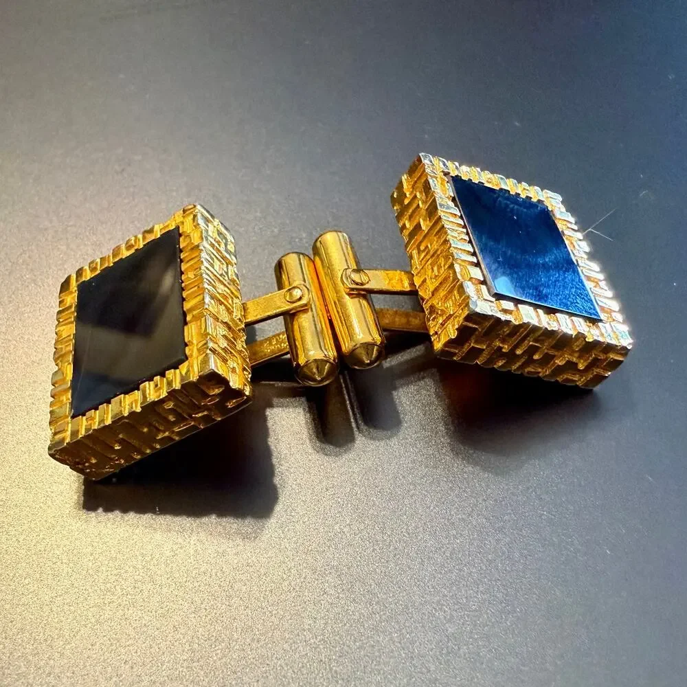 Vintage Destino Chunky Gold Tone Cufflinks